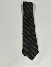 Mens Giorgio Cosani Black Brown Stripe Pattern Tie Pure Silk Hand Made NEW