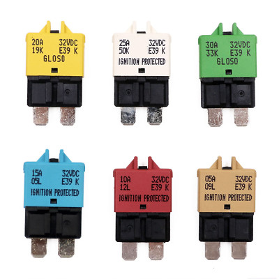Manual Reset Low Profile Mini Blade Fuse ATC/ATO Fuses Breakers Assortment Kit 5