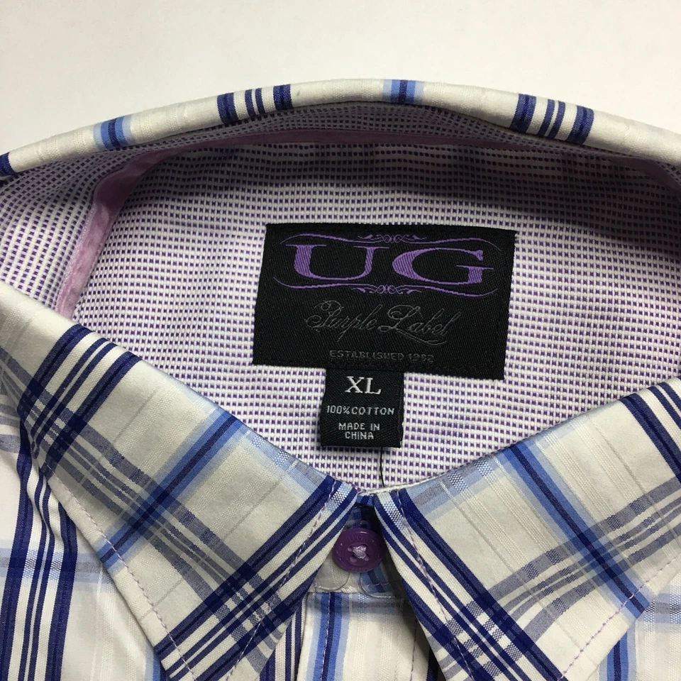 UG фиолетовый ярлык мужской XL L/S 100% хлопок многоцветный рубашка на пуговицах - Изображение 3 из 4