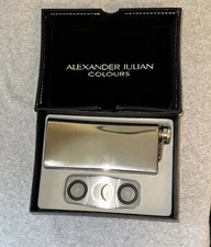 Alexander Julian Colours Stainless Steel Flask and Cigar Cutter