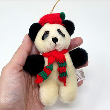 VINTAGE APPLAUSE PANDA BEAR CHRISTMAS TREE ORNAMENT PLUSH ANIMAL CIRCA 1987