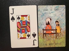 Swap Playing Card   LOVE IS SAID IN MANY WAYS   Jack of Spades   HOYLE   USA
