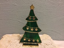 VINTAGE GREEN STAINED GLASS 8.25" CHRISTMAS TREE
