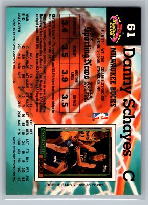 抵当証券 MORTGAGE 94冊セット Danny Schayes 1992-93 Stadium Club BASKETBALL #61 Milwaukee Bucks