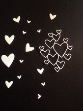 HEARTS cutout die cut embellishments 6 pcs 3-1/4" x 2-1/2" Choose Color