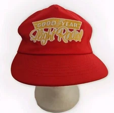 Vtg Goodyear Snapback Hat Embroidered Red Cap Made In The USA Flight Radial