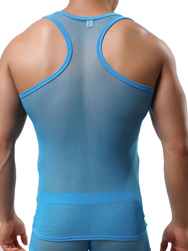 Para hombre Camiseta sin mangas Transparente Malla Transparente Camiseta Deportes Gimnasio Fitness Entrenamiento Chaleco - Imagen 36 de 71