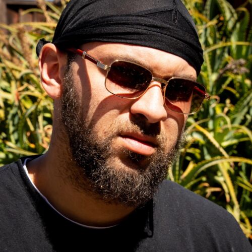 Gafas de sol vintage para hombre con marco dorado marrón tinte grano de madera verano hip hop - Imagen 3 de 4