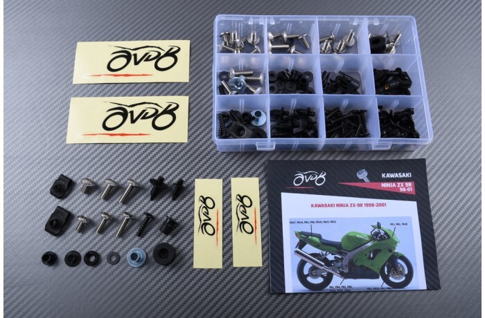 Kit vis carénage argent Kawasaki ZX9R 98-99 contre les vibrations