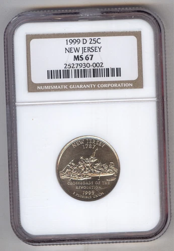 1999-D CLAD 25C NEW JERSEY STATEHOOD QUARTER NGC MS 67