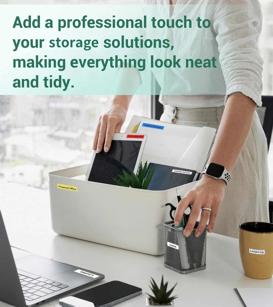 Vixic D210S Label Maker with 4 Laminated 12mm Tapes for Home Office Organization Vixic D210S Label Maker with 4 Laminated 12mm Tapes for Home Office Organization