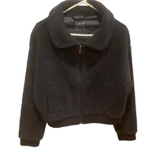 Marc New York Women’s Sherpa Jacket Pullower Blue Shearling Zip Front Size M