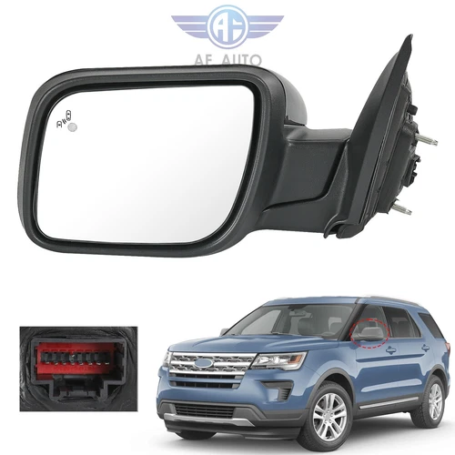 Side Mirror with Blind Spot Puddle Lamp Driver Side For FORD Explorer 2016-2019