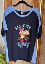 Rare Vtg WB LOONEY TUNES Tasmanian Devil TAZ Women Soft Cotton Blue T-Shirt XXL