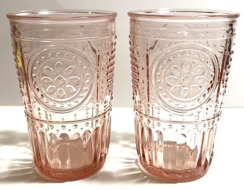 Set Of 2 Bromioli Rocco Romantic Cotton Candy Pink 10oz Drinking Glasses - Picture 4 of 7