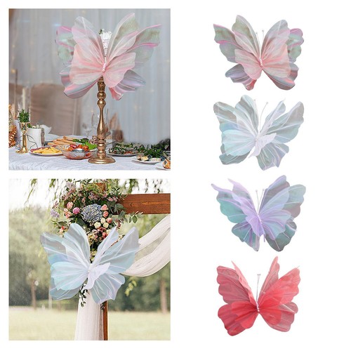 Milageto Fil De Soie De Faux Papillon, Décor De Mariage En Plein Air De Vacances De Papillon Artificiel, Décoration Murale De Papillon Pour L'artisanat De, ROSE