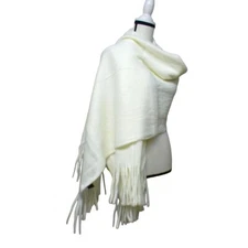 Steve Madden Super-Soft Knit Blanket Wrap, 22”x72”, Ivory