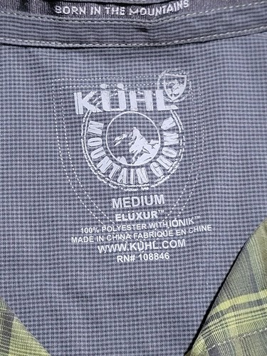 Kuhl Eluxur Shirt Men's Size Medium Green Plaid Outdoor Hunting Hiking Fishing - Picture 4 of 12