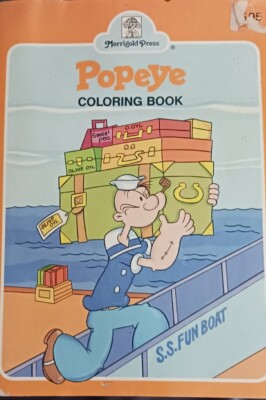 Vintage Popeye Golden Coloring Book The Sailor & SS Funboat  1978 Light Use