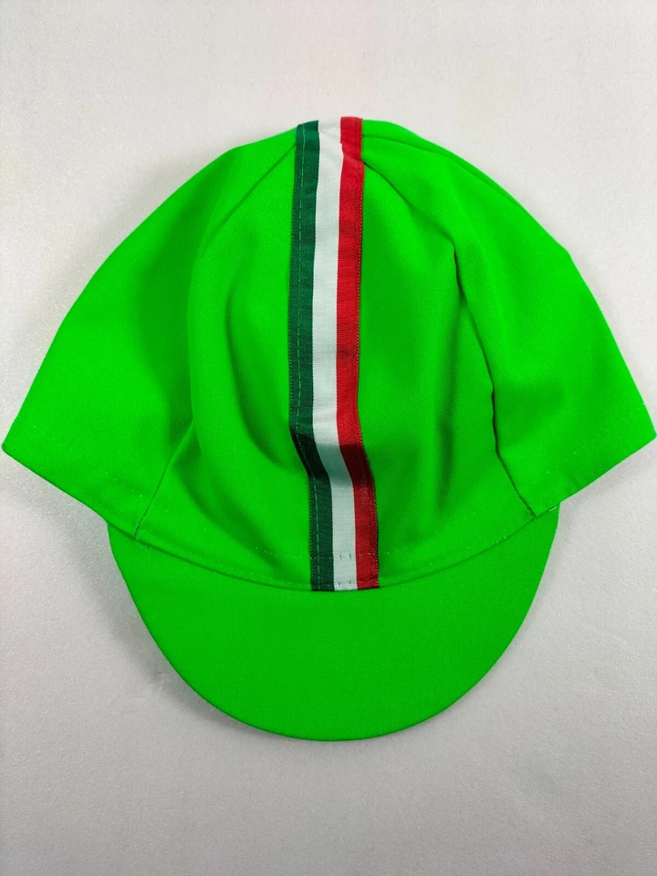 PRO' line Cappellino Ciclismo Vintage Tricolore No Logo Verde Fluo Foto 3 de 4