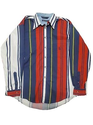 90s Nautica Vtg Colorblock Striped Button Down Shirt Sailboat Logo Men Sz  XL | eBay
