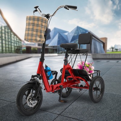 14 Zoll Klappbares Dreirad 3-Rad Fahrrad Faltbares Dreirad Trike Tri-bicycle