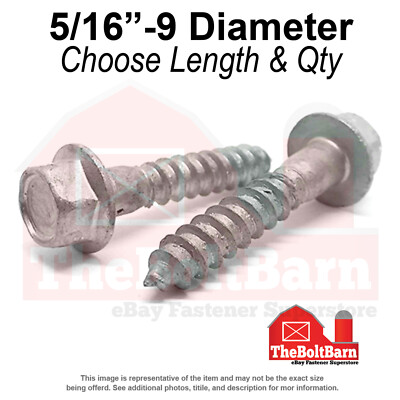 5/16''-9 Hex Flange Lag Screws Galvanized (Choose Length & Qty)