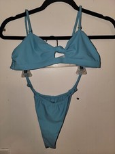 Costume da bagno classico blu cipria micro bikini taglio alto 2 pezzi sexy festival med
