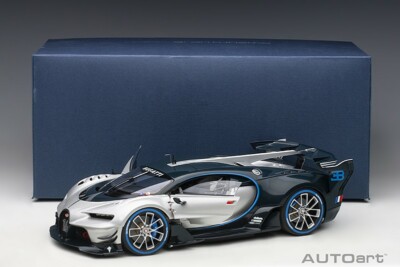 Autoart Bugatti Vision Gran Turismo Argent Silver Blue Carbon 1 18 New Release Ebay