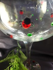 Mothers Day Hand Painted Gin Glass LADY BIRDS Made in UK Birthday