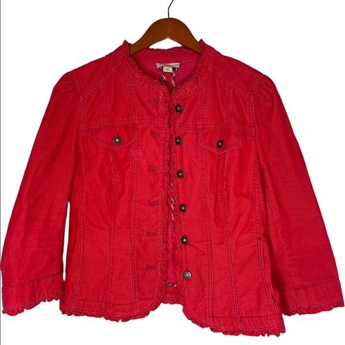 Red Corduroy Button Up Jacket Size 