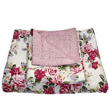 Laura Ashley Reversible Quilt Set Twin Floral Country Rose Cottagecore 65x83