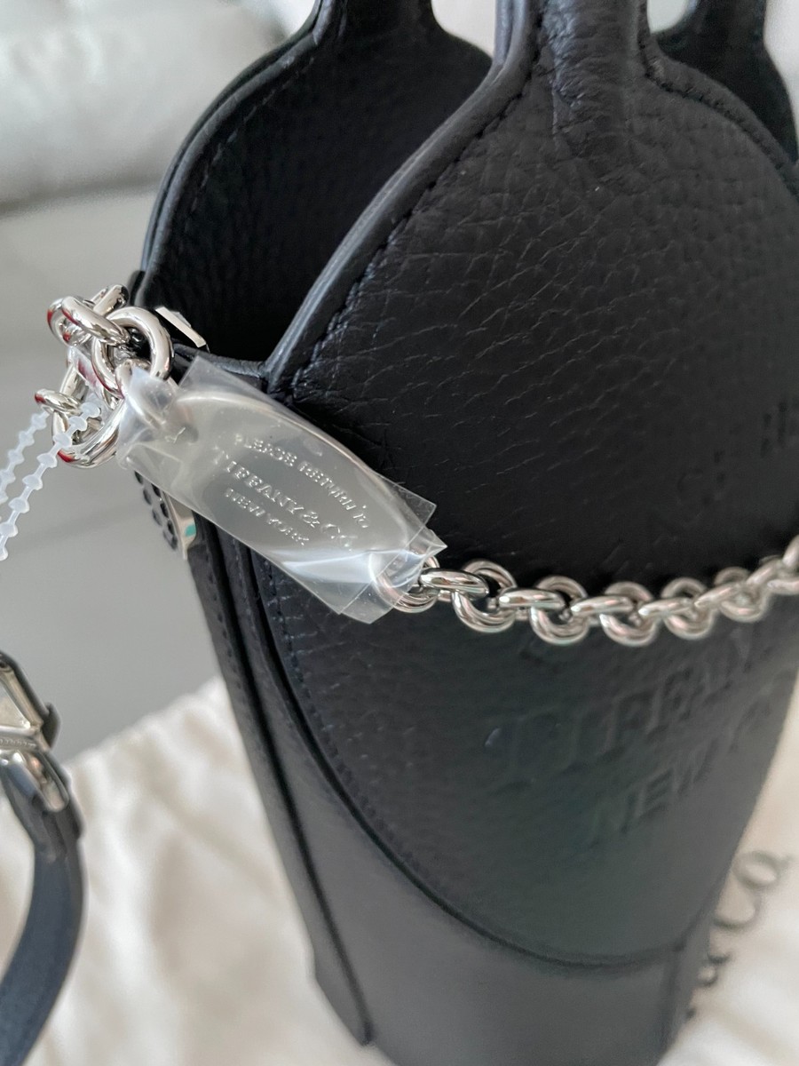 Tiffany & Co. Bucket Bag Heart Purse In Tiffany Black Leather NWT