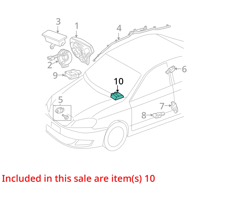 Unidad de módulo de control de bolsa de aire de airbag Toyota Camry 2004 2005 2006 OEM Foto 4 de 4