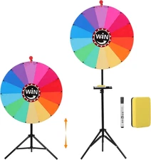 Adjustable Height 35"-65" Prize Wheel, 24" Heavy Duty Spinning Prize Wheel, 14 C