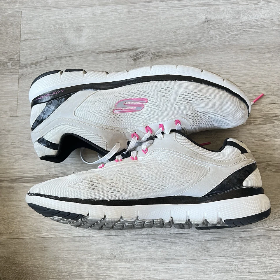 Skechers Women's Flex Appeal 3.0 Size 11 White Black Pink - Image 3 of 4