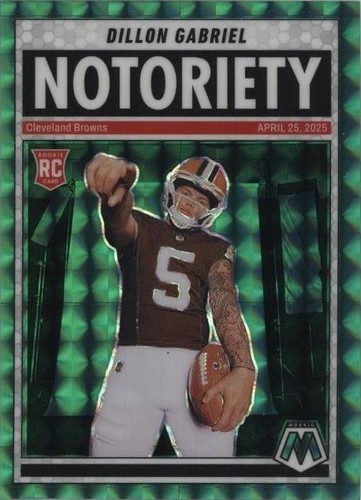 2025 Panini Mosaic Dillon Gabriel Notoriety Green Mosaic Prizm #19 (RC) Browns