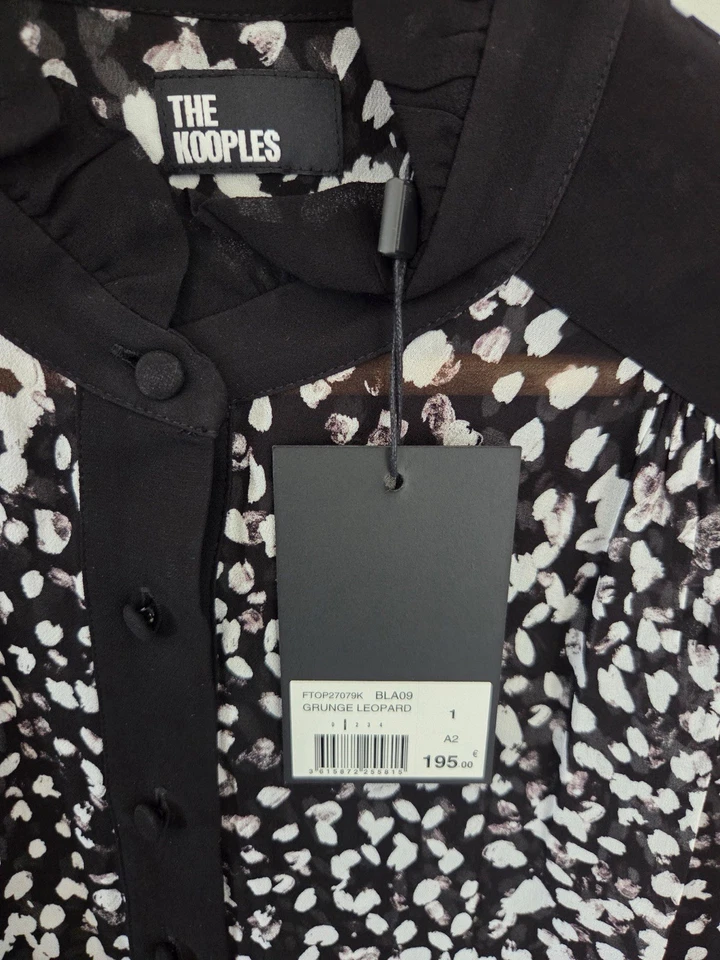The Kooples chemisier femme léopard noir/blanc col haut manches longues T1 - Photo 3/3