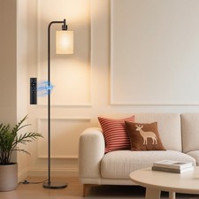 Floor Lamp with Linen Shade, Dimmable Tall Standing Lamp with Remote Control ...