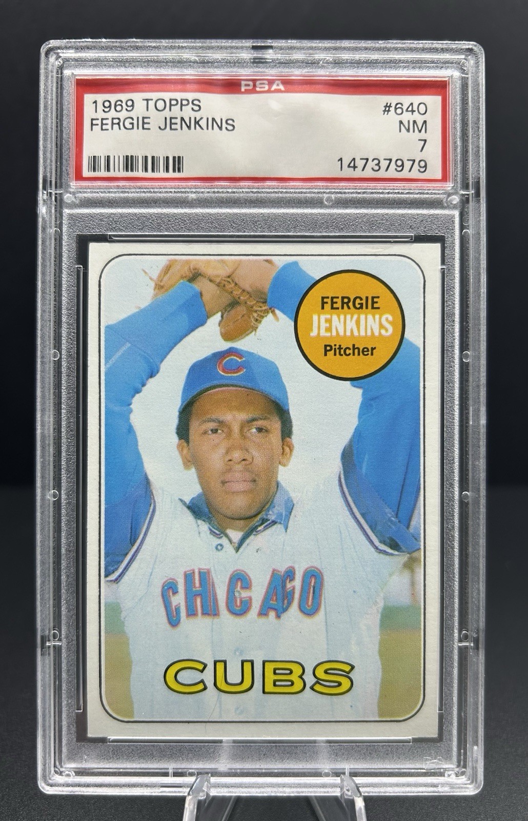 1969 Topps Baseball #640 HOF Fergie Jenkins Chicago Cubs PSA 7 NM High #