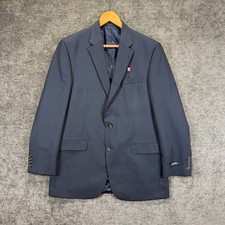 Chaps Ralph Lauren Mens 42L Navy Houndstooth Wool Blend Blazer Sport Coat