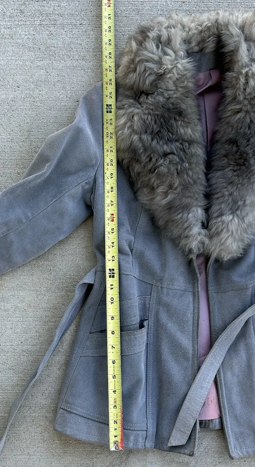 Vintage 1970s Gray Suede And Leather With Faux Fur Jacket Coat  - Image 3 of 4