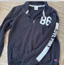 PINK Women s Black XS 1/4 Zip Fleece Sweatshi...
