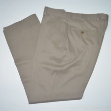 Mint BROOKS BROTHERS Madison 100 Wool Taupe Flat Front Dress Pants 35 x 30