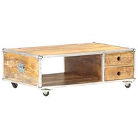 Tinkaro Couchtisch 89X59X33 Cm Massives Raues Mangoholz