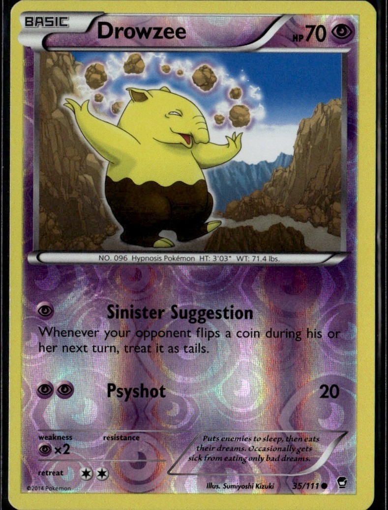 Drowzee Common XY Furious Fists 35/111 Psychic Reverse Holo Pokemon Card