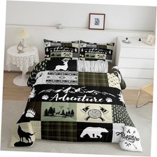 Deer Antlers Size Comforter Set,Bear Pine Arrow Hunting Full Adventure 04