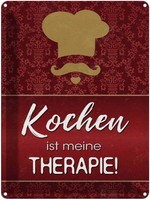 Blechschild 40X30 Cm Kochen Ist Meine Therapie Spruch Zitat Deko Geschenk Metall