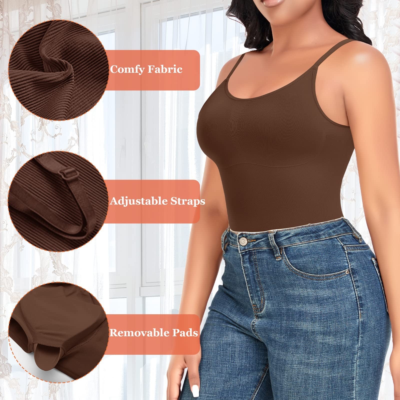 Brown Shapewear Camisole Top Tummy Control Slimming Vest Cami Fitted medium image 3