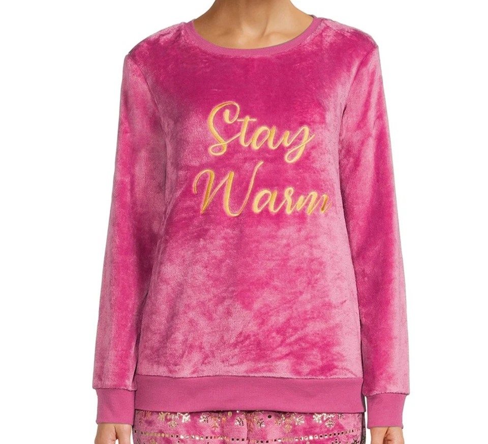 Pijama SECRET TREASURES Rosa Vellón Difuso MANTENTE CALIENTE Dorado Copos de Nieve Joggers M Foto 4 de 4